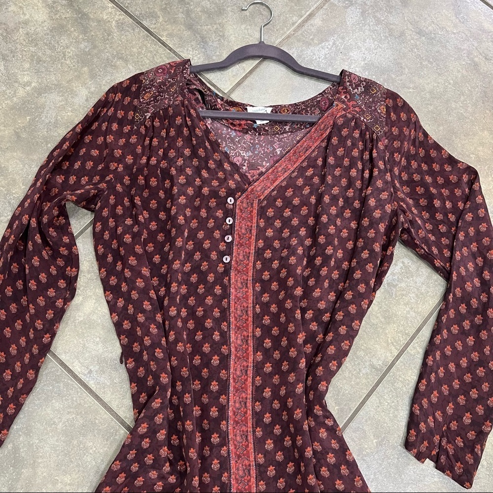 SUNDANCE Women’s Rusty Tunic Split Sides  Satin  Dress Sz M Boho Cottagecore EUC - Picture 10 of 10